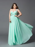 A-Line/Princess One-Shoulder Rhinestone Sleeveless Long Chiffon Plus Size Dresses TPP0003742