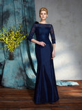 Trumpet/Mermaid Bateau Applique 1/2 Sleeves Long Taffeta Mother of the Bride Dresses TPP0007307