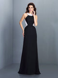 A-Line/Princess High Neck Beading Sleeveless Long Chiffon Dresses TPP0004059