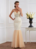 Trumpet/Mermaid Straps Sleeveless Beading Long Net Dresses TPP0002432