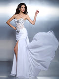 Trumpet/Mermaid Sweetheart Pleats Sleeveless Long Chiffon Dresses TPP0003176