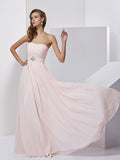 A-Line/Princess Strapless Sleeveless Long Chiffon Dresses TPP0003725