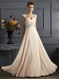 A-Line/Princess Straps Sleeveless Long Beading Chiffon Dresses TPP0002818