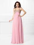 A-Line/Princess Straps Beading Sleeveless Long Chiffon Dresses TPP0004541