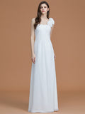 A-Line/Princess One-Shoulder Sleeveless Floor-Length Hand-Made Flower Chiffon Bridesmaid Dresses TPP0005865