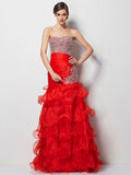 Trumpet/Mermaid Sweetheart Sleeveless Beading Long Tulle Dresses TPP0003756