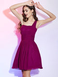 A-Line/Princess One-Shoulder Sleeveless Pleats Short Chiffon Bridesmaid Dresses TPP0005055