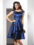 A-Line/Princess Scoop Sleeveless Short Taffeta Bridesmaid Dresses TPP0005546