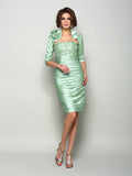 Sheath/Column Strapless Sleeveless Short Taffeta Mother of the Bride Dresses TPP0007452