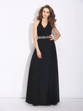 A-Line/Princess Halter Beading Sleeveless Long Chiffon Bridesmaid Dresses TPP0005529