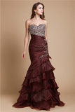 Trumpet/Mermaid Sweetheart Beading Sleeveless Long Organza Dresses TPP0004028