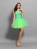 A-Line/Princess Sweetheart Beading Sleeveless Short Net Cocktail Dresses TPP0008978