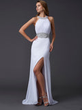 A-Line/Princess Scoop Sleeveless Ruffles Long Chiffon Dresses TPP0002493