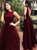 A-Line/Princess Sleeveless Bateau Floor-Length Sash/Ribbon/Belt Dresses TPP0002681