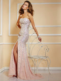 A-Line/Princess Beading Strapless Sleeveless Long Chiffon Dresses TPP0002292