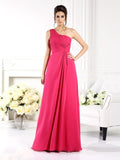 A-Line/Princess One-Shoulder Ruched Sleeveless Long Chiffon Bridesmaid Dresses TPP0005477