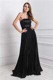 A-Line/Princess Strapless Sleeveless Ruffles Long Chiffon Bridesmaid Dresses TPP0005555