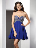 A-Line/Princess Sweetheart Ruffles Sleeveless Short Chiffon Cocktail Dresses TPP0008960