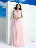 A-Line/Princess Straps Beading Sleeveless Long Chiffon Dresses TPP0002549