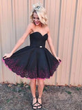 A-Line/Princess Sleeveless Sweetheart Satin Beading Short/Mini Dresses TPP0008842