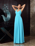 A-Line/Princess Halter Pleats Sleeveless Long Chiffon Dresses TPP0004002