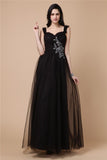 A-Line/Princess Straps Sleeveless Beading Applique Net Dresses TPP0004287