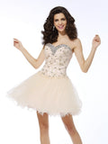 A-Line/Princess Sweetheart Ruffles Sleeveless Short Satin Cocktail Dresses TPP0008975