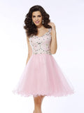 A-Line/Princess Sweetheart Applique Sleeveless Short Satin Cocktail Dresses TPP0008825