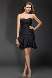 A-Line/Princess Strapless Ruffles Sleeveless Short Taffeta Cocktail Dresses TPP0008921