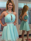 A-Line/Princess Sleeveless Halter Beading Chiffon Short/Mini Dresses TPP0008954