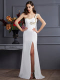 A-Line/Princess One-Shoulder Sleeveless Beading Long Chiffon Dresses TPP0004299