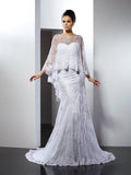 Trumpet/Mermaid Sweetheart Applique Sleeveless Long Lace Wedding Dresses TPP0006483