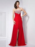 A-Line/Princess Sleeveless Strapless Beading Long Chiffon Dresses TPP0003901