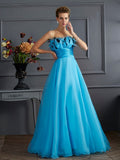 A-Line/Princess Strapless Sleeveless Long Chiffon Dresses TPP0003890