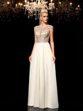 A-Line/Princess Sheer Neck Rhinestone Sleeveless Long Chiffon Dresses TPP0002931