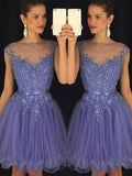 A-Line/Princess Sleeveless Scoop Applique Tulle Short/Mini Dresses TPP0008313