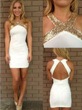 A-Line/Princess Sleeveless Halter Beading Satin Short/Mini Dresses TPP0008140