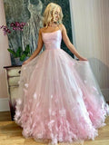 A-Line/Princess Bateau Tulle Applique Floor-Length Sleeveless Dresses TPP0001410