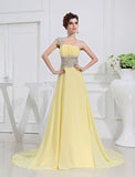 A-Line/Princess One-shoulder Beading Appliques Chiffon Dresses TPP0004383