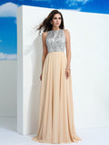 A-Line/Princess Scoop Paillette Sleeveless Long Chiffon Dresses TPP0003777