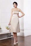 A-Line/Princess Strapless Sleeveless Sash Short Satin Bridesmaid Dresses TPP0005801