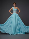 A-Line/Princess One-Shoulder Sleeveless Ruffles Long Chiffon Dresses TPP0002167