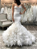 Trumpet/Mermaid Sweetheart Sleeveless Court Train Satin Wedding Dresses TPP0006527