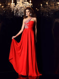 A-Line/Princess One-Shoulder Beading Sleeveless Long Chiffon Dresses TPP0003697