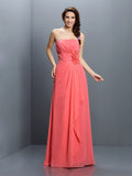 A-Line/Princess Strapless Hand-Made Flower Sleeveless Long Chiffon Bridesmaid Dresses TPP0005617