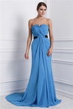 A-Line/Princess Strapless Sleeveless Ruffles Long Chiffon Dresses TPP0004500