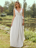 A-Line/Princess Chiffon Ruffles V-neck Sleeveless Floor-Length Bridesmaid Dresses TPP0004971