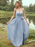 A-Line/Princess Chiffon Ruffles V-neck Sleeveless Sweep/Brush Train Bridesmaid Dresses TPP0004979