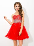 A-Line/Princess Sweetheart Beading Sleeveless Short Organza Cocktail Dresses TPP0008614