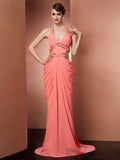 A-Line/Princess Halter Beading Sleeveless Long Chiffon Dresses TPP0003175